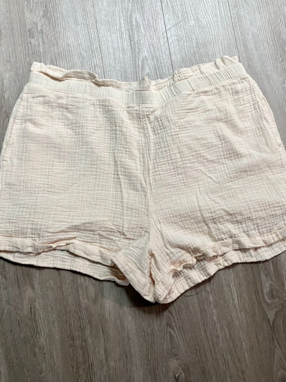 Lauren Conrad Organic Gauze Cotton Lined Pullover Pockets Beige Beach Shorts 2X